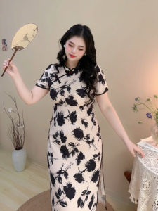 Váy Dài Chữ a Cỡ Lớn Phong Cách Trung Hoa Cổ Điển Mùa Hè Cho Nữ Cỡ Lớn Váy Dài Tay Ngắn Có Khóa Kéo Cao Cấp