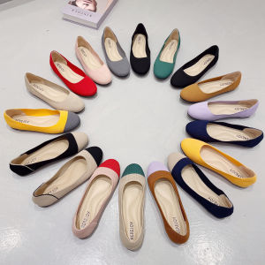 round Toe Womens Flats 2025 New Knitted Bean Shoes Flat Bottom Slip-On Large Size Womens Shoes Fly Knit Egg Roll Casual Loafers