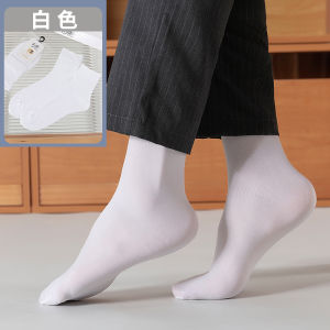 Mona Mens Mid-Calf Socks 5 Pairs Summer Thin Ice Silk High Elastic Wear-Resistant Anti-Catch Pure Color Invisible Socks
