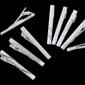 Tie Clip Set 8pc Metal Silvery Color Necktie Clip For Men Wedding Gentleman Ties Bar Crystal Pin For Mens Accessories Jewelry