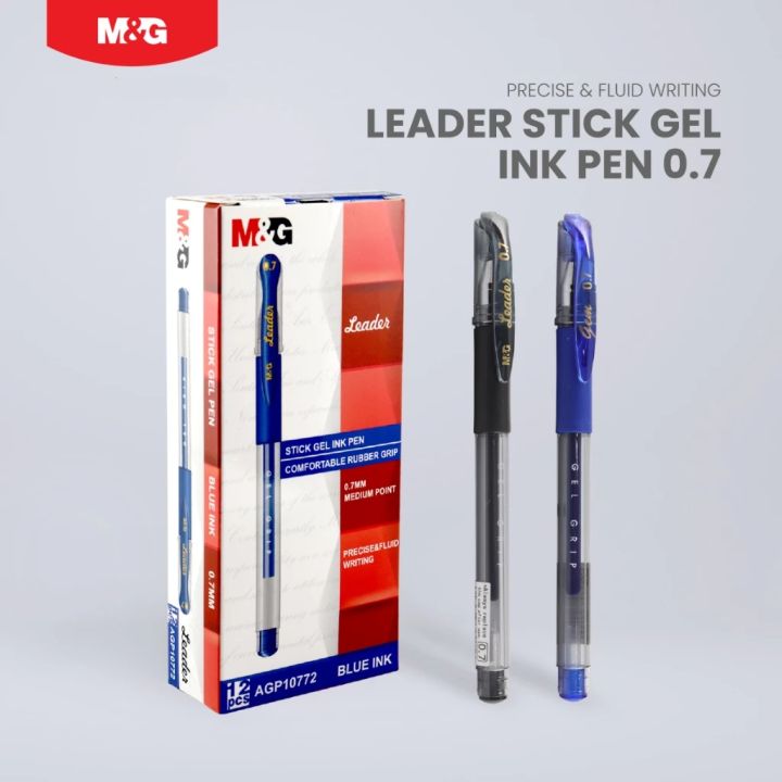 M&g Gel Pen Leader Agp10772 0.7mm   Pen Dakwat Gel - Black, Blue, Red 