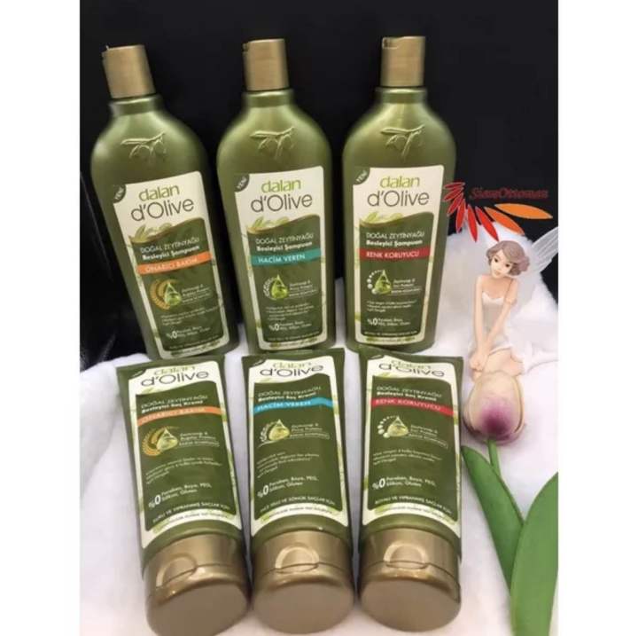 แชมพู+ครีมนวดผมสูตรน้ำมันกอก Dalan d’Olive สำหรับผมแห้งเสีย แตกปลาย ...