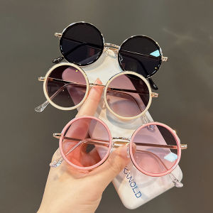 Kids Sunglasses Boys and Girls Fashion Metal Sunglasses Baby UV-Proof Street Shot round Frame Vintage Sunglasses Tide