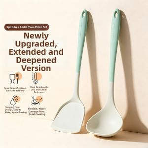 COOKER KING | Food Grade Silicone Non-stick Pan Spatula Long Handle Wide Blade Deep Scoop