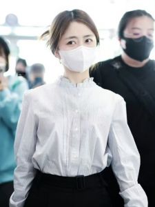 Long Sleeve Striped Shirt Womens Fashion Spring Autumn Luxury Feel Earlet Neck Design Korean Style Straight Cut Polyester Fabric