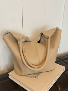 Large Capacity Womens Shoulder Bag Fashionable Korean Style Commuter Bucket Bag Casual Soft Surface Handbag Tote Bag