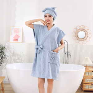 Pure Cotton Absorbent Quick-Drying Bath Robe Womens Full-Body Wrap Style Bath Towel Comfortable to Wear after Bathing