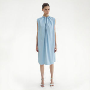 AMII | Business Style Elastic Rope Drawstring Cotton Wide Shoulder Loose Cutting Womens Dress