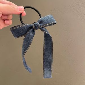 Jinmuke Denim Butterfly Knot Hair Ties Headwear Versatile Elegant Fashionable Hair Bands Hair Ropes for Women Girls