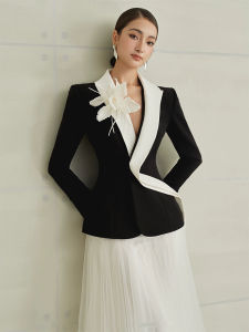 French Elegance Color-block Blazer Autumn/Winter Stylish