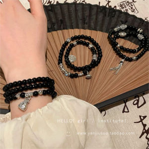 New Chinese Style Obsidian Bracelet Retro National Style Multi-Layer Winding Beaded Bracelet for Women 2024 New Arrival Couples Bracelet