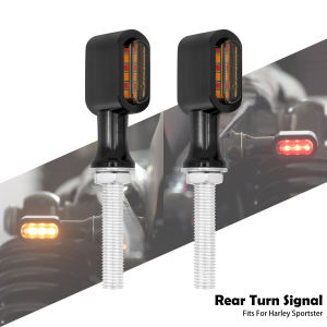 Mactions | 2xMotorcycle Mini Rear E Mark LED Turn Signal Red Running Brake Lamp For Harley Softail Touring Sportster XL 883 Cafe Racer Dyna
