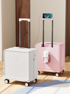 15MINS Womens 2025 New 20-Inch Carry-On Suitcase Travel Luggage Small Password Box Silent Roller Bag Fashionable Trendy