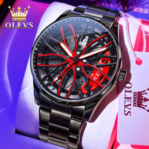 OLEVS resmi autentik jam tangan pria otomatis dewasa 2024 stylish Keren bercahaya hollow dial anti air tali jam baja tahan karat