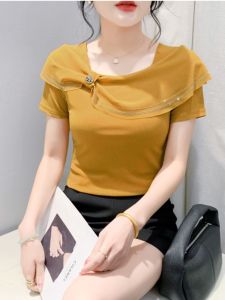 Áo Thun Tay Ngắn Mùa Hè Cho Nữ Áo Lưới Áo Thun Áo Ngắn Áo Bó Áo Thun Thời Trang Áo Thun Phong Cách Hàn Quốc Áo Thun Thường Ngày