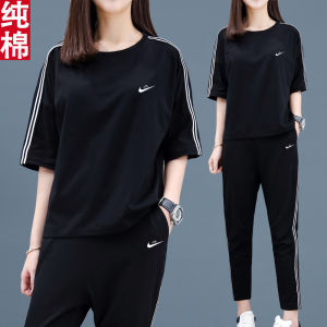 Womens Sportswear Set Cotton Loose Fit Short Sleeve Running Outfit Casual Two-Piece Suite New Arrival Summer 2025