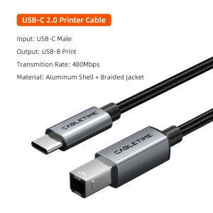 Cabletimes | CABLETIME 5Gbps High Speed USB B Male to Type C Male USB Printer Cable USB 2.0 Extension Cable for Canon HP Brother Epson Dell S