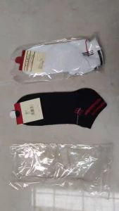 Foratjin - 3 Pcs  Kaos Kaki Sport Pendek Tebal Black White Stripped [Hitam- Putih ]