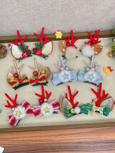 Adorable Christmas Deer Antler Hair Clip Adult Elf Ear Hair Accessories Korean Style Fresh out Fashion Hairpins for Children