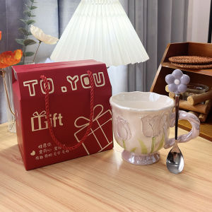 LUXIAOSHI | Iridescent Purple Tulip High Glamour Underglaze Ceramic Mug