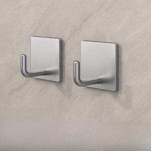 Stainless Steel Thickened Adhesive Hooks 304 Strong Load Bearing No Punching Kitchen Dormitory Bathroom Door Back Towel Rack