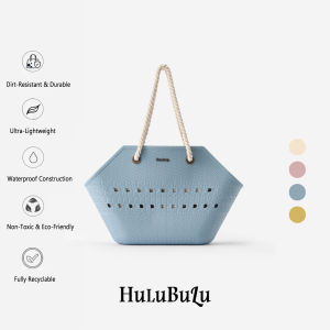 HuluBulu Companion Perforated Straw Tote Bag for Women EVA Hard Shell Waterproof Large Handbag Beach Travel Bag