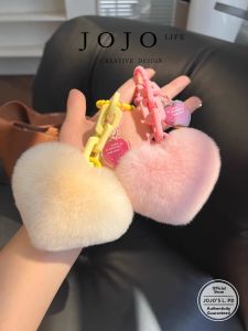 Creative Silicone Rabbit Fur Heart Shaped Keychain