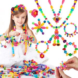 188-608pcs Pop Beads Children Girls Princess Jewelry Making Kit Creative Necklace Bracelet Rings DIY Ideal Christmas Birthday Gi