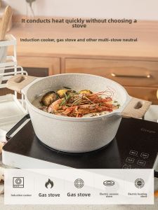 Non-Stick Carote Soup Pot 24cm Aluminum Alloy Multi-Layer Bottom Gas Stove Compatible Instant Noodles Soup Cooking Steaming Rice Porridge