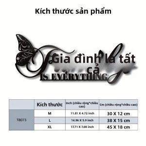 CIFbuy | CIFBUY 2D Iron Wall Art - Black Family Is Everything Butterfly Sign Metal Trang Trí Nhà Cửa Cho Phòng Khách Quà Tặng Tân Gia