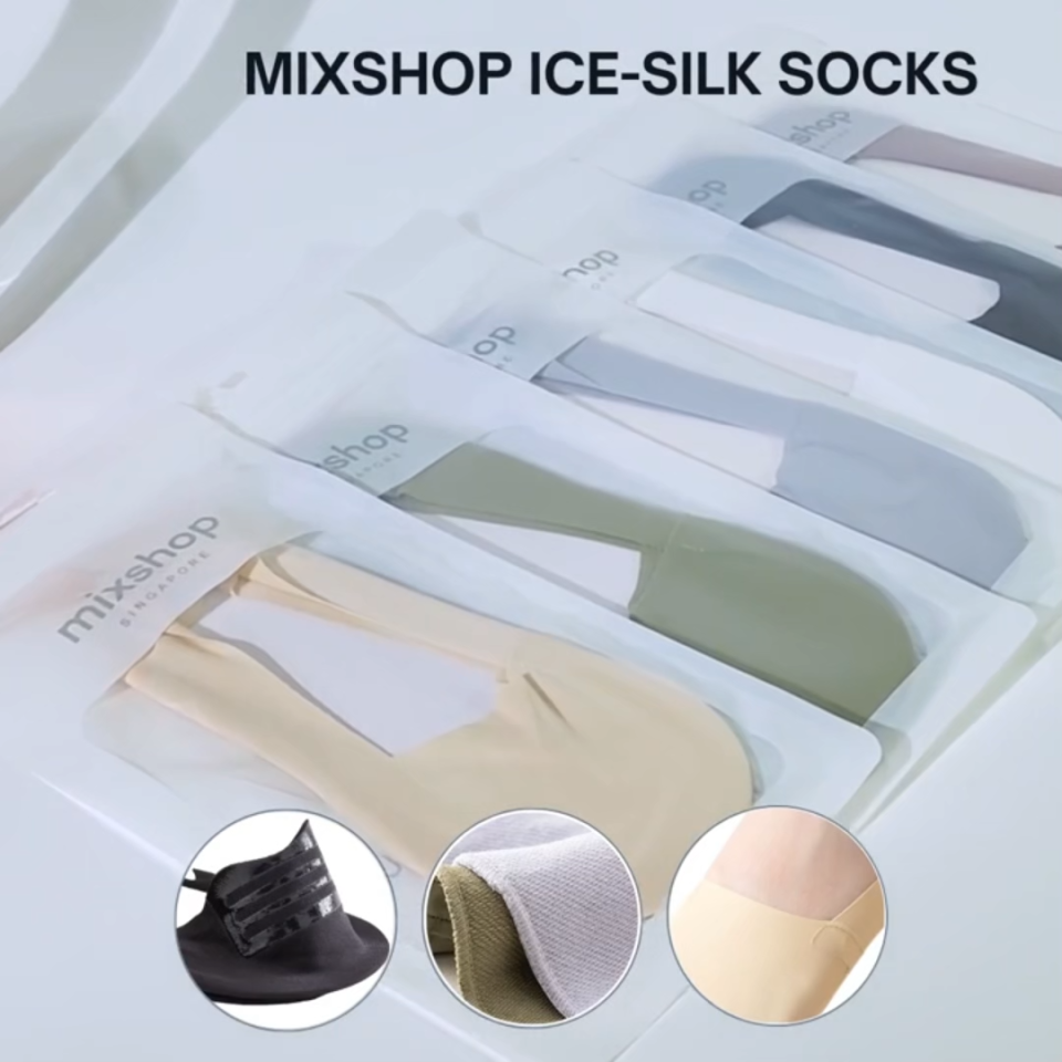 Mixshop Ice Silk Invisible Boat Socks | Non-Slip Seamless No Show Socks | Breathable Low Cut Ankle Socks