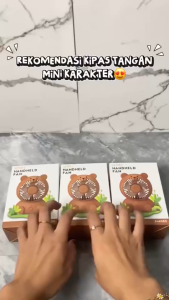 DRHL0781 Kipas Angin Genggam Karakter Beruang Kipas Anak Portable USB Tahan Lama Dan Bisa Di Cas