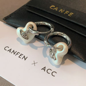 ต่างหูรูปหัวใจสีขาวสไตล์ใหม่ 2025 ของ Westtoo ต่างหูแบบห่วงขนาดเล็กหรูหราสำหรับผู้หญิง