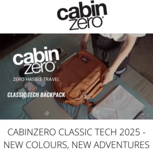 CabinZero Classic Tech Travel Cabin Backpack – Lightweight Carry-On Laptop Backpack with USB Charging Port RFID Pocket Water-Resistant Fabric & Lockable Zippers – Ideal for Travel & Work