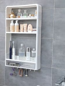 ชั้นวางของ "Salvo" ชั้นวางของห้องน้ำ 3 ชั้น ห้องครัว ชั้นอเนกประสงค์ ชั้นนวางของห้องน้ำติดผนัง ชั้นติดผนังไม่ต้องเจาะรูกำแพง