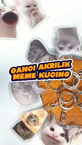 Gantungan Kunci Meme Kucing Bahan Akrilik - Keychain Acrylic Print Uv 2 Sisi
