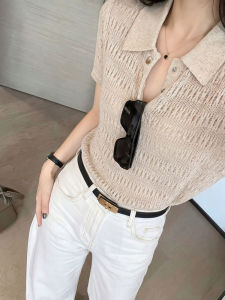 DUOFEIYAN | Lacy Collar Ice Silk Knitted Short Sleeve Polo T Shirt