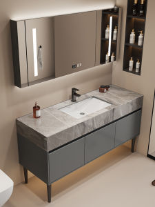 Modern Minimalist Bathroom Cabinet Combination Solid Wood Floor Standing Integrated Basin Washing Table Toilet Face Washing Basin