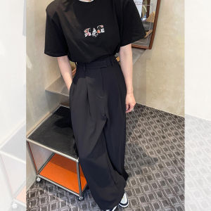 Black High Waist Straight Leg Suit Wide Leg Pants Womens Casual Trousers Autumn New Style Unique Elegant plus Size Fashion