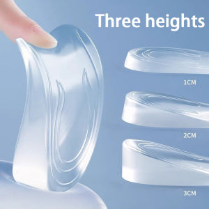 Mens and Womens Height Increasing Insoles Invisible Elastic Heel Pads Silicone Shock Absorbing Insoles 2pcs/4pcs