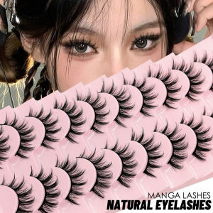 Dorisna 10 Pairs Natural False Eyelashes Manga Lashes 3d Faux Mink Lashes Soft Winged Natural Realistic Eyelash Extension
