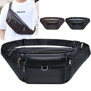 Mens Leather Waist Bag - Retro Fanny Pack Sling Chest Bum Bag Crossbody Hip Belt Casual Fashion Durable & Stylish