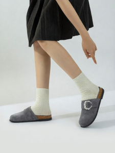 Leather Thick Heel Platform Mule Shoes