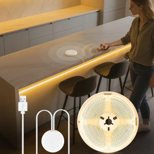 Smart Twice Knock/Clap/Vibration-Sensing Activated COB LED Strip Light USB 5V DIY Cuttable Tape For Corridor Bathroom Doorway