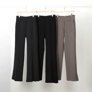 ฤดูใบไม้ผลิ 2024 ขากว้าง เอวยืดหยุ่น ผ่าชาย ตรง กางเกง เกาหลี Direct Mail Vetica ผู้หญิง ลำลอง ยาว กางเกงขายาว
