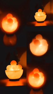Fire Bowl Himalayan Salt Lamp with Marble Base | Natural Crystal Glow Lamp for Relaxation & Air Purification
