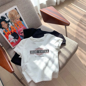 White Heavyweight Cotton Short Sleeve T-Shirt Womens Slim Fit American Letter Print Top for Summer Fashion Casual Wear