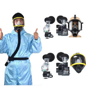ป้องกันไฟฟ้าไหลคงที่ที่ให้มา Air Fed หน้ากากป้องกันแก๊สพิษแบบเต็มหน้าระบบช่วยหายใจหน้ากากช่วยหายใจสถานที่ทํางานอุปกรณ์ความปลอดภัย