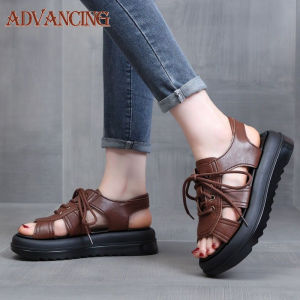 Women Wedge Sandals Leather 4cm Thick Sole Soft Sole Anti Slip New Summer Leather Sandals