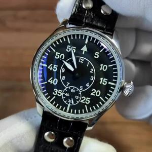 44MM Nam Quân Đội Đức B-Uhr Phi Công Đồng Hồ Hướng Dẫn Sử Dụng Cơ Khí Với Hải Âu ST36 Dạ Quang Vòm Bong Bóng Pha Lê Dây Da